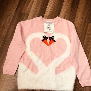 NWT Hanna Andersson Girls Pink Swan Sweater.